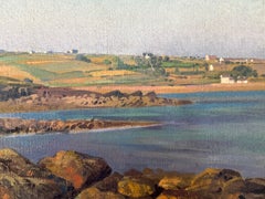 Antique French Coastal Landscape, Brittany Coastal Cottages, Seascape & Rocks