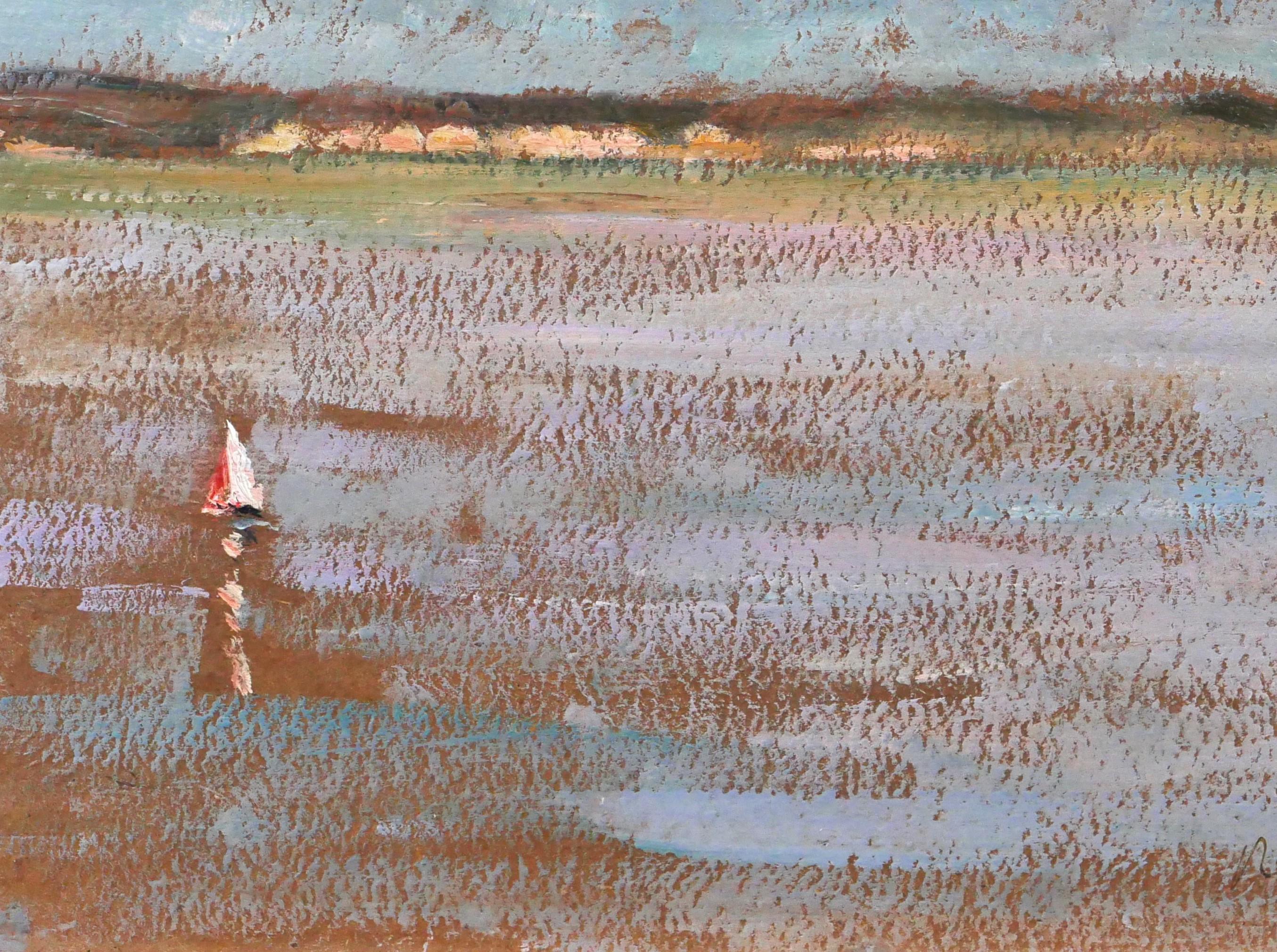 Seascape with a boat For Sale 4