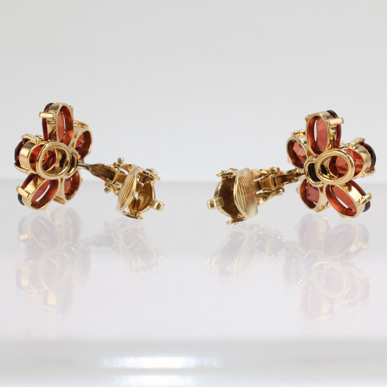 garnet flower earrings