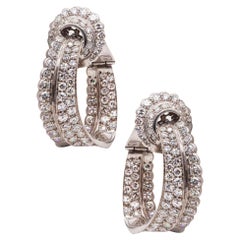 Raymond Yard 1935 Art Deco Hoop Earrings In Platinum With 8.57 Ctw In Diamonds