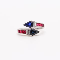 Raymond Yard 1935 Art Deco Ring Platinum With 2.54 Ctw Sapphires Rubies Diamonds