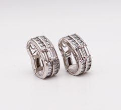 Raymond Yard 1940 Art Deco Clips Earrings in Platinum with 5.52 Ctw in Diamonds