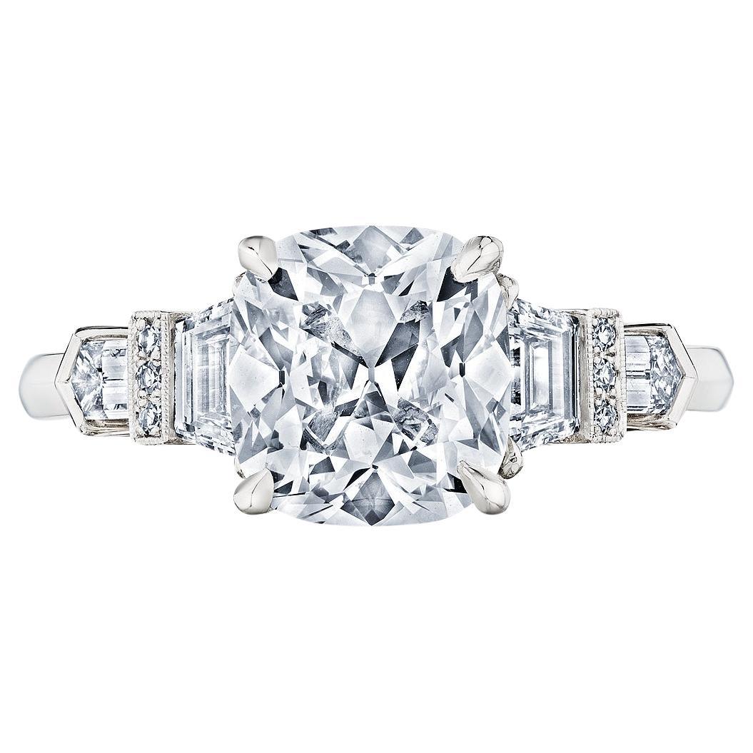 Raymond Yard 2.37 Carat Cushion Cut Diamond Platinum Ring For Sale