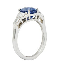 Raymond Yard 3.20 Carats No Heat Sapphire Diamond Platinum Ring GIA