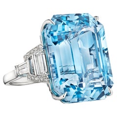 Raymond Yard 33.89 Carat Emerald Cut Aquamarine Diamond Platinum Ring Raymond Yard 33.89 Carat Emerald Cut Aquamarine Diamond Platinum Ring