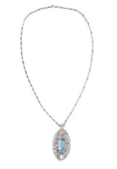 Collana con ciondolo con diamante e acquamarina Raymond Yard