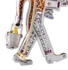 Raymond Yard Argyle Pink Diamond Rabbit Waiter Brooch