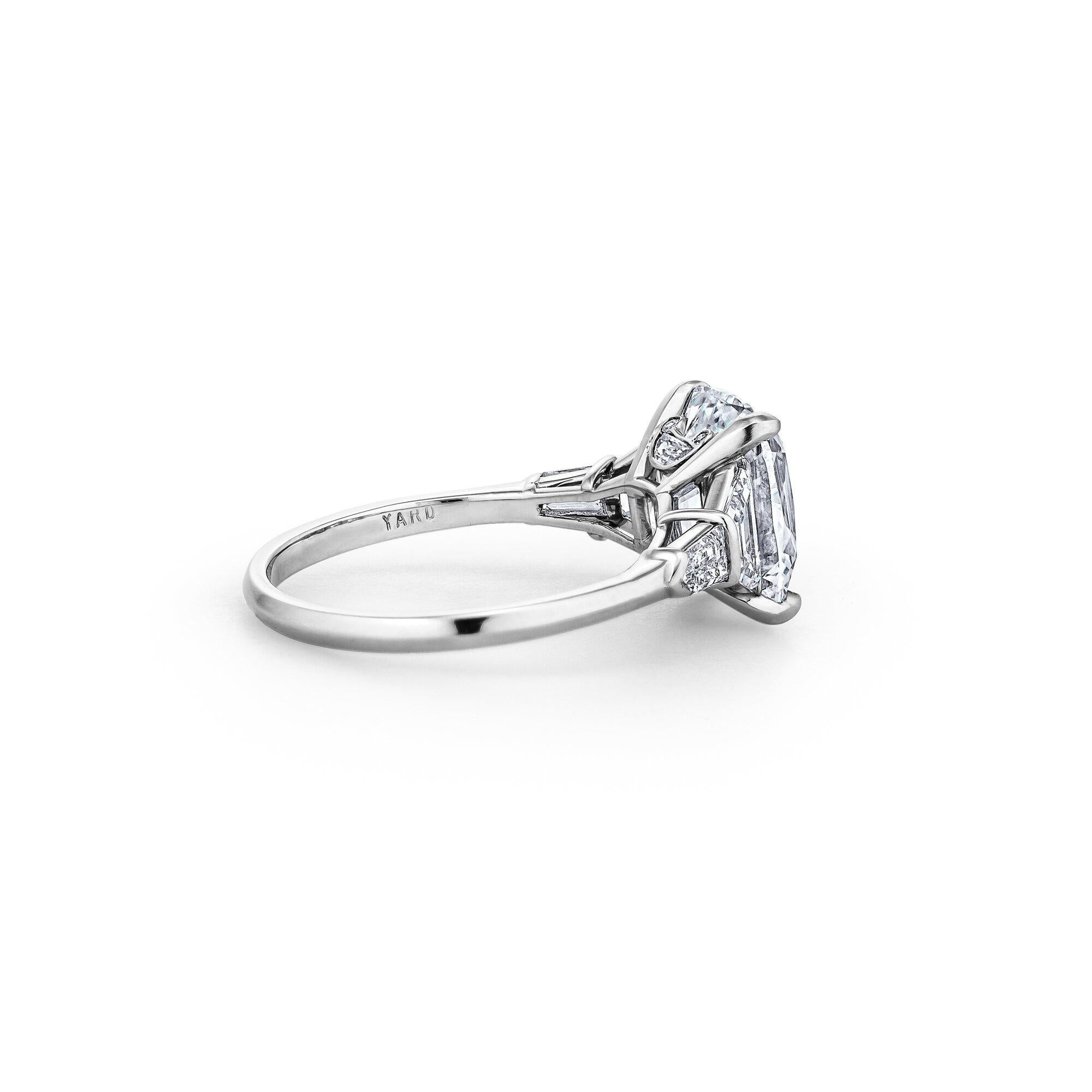 Women's Raymond Yard Art Deco 3.46 Carat Cushion Cut Diamond Platinum Engagement Ring