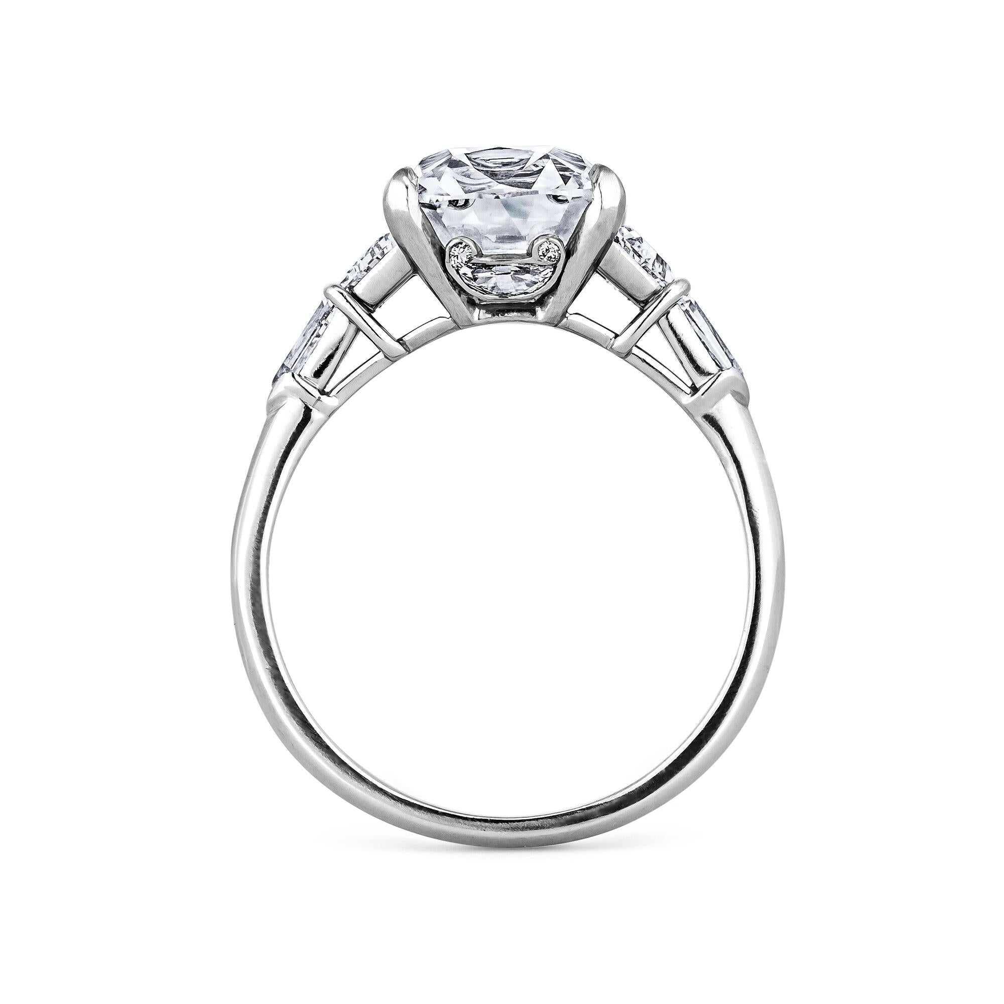 Raymond Yard Art Deco 3.46 Carat Cushion Cut Diamond Platinum Engagement Ring 1