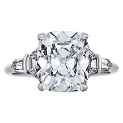 Raymond Yard Art Deco 3.46 Carat Cushion Cut Diamond Platinum Engagement Ring