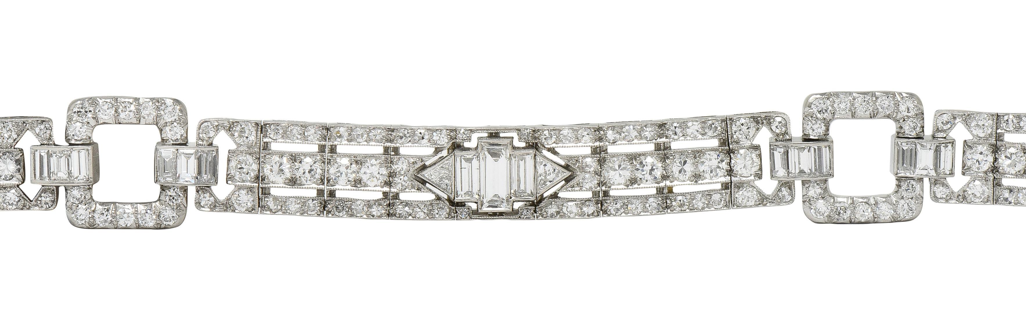 De las mujeres Raymond Yard Art Decó 9.00 CTW Diamond Platinum Vintage Buckle Line Pulsera en venta