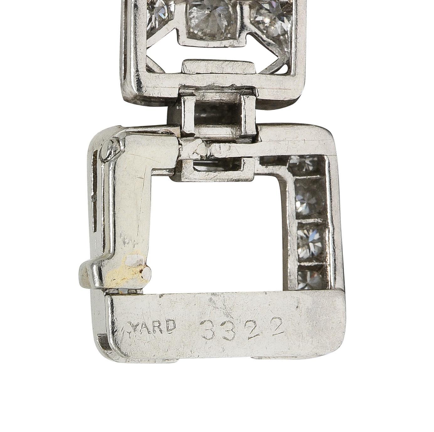 Raymond Yard Art Decó 9.00 CTW Diamond Platinum Vintage Buckle Line Pulsera en venta 3