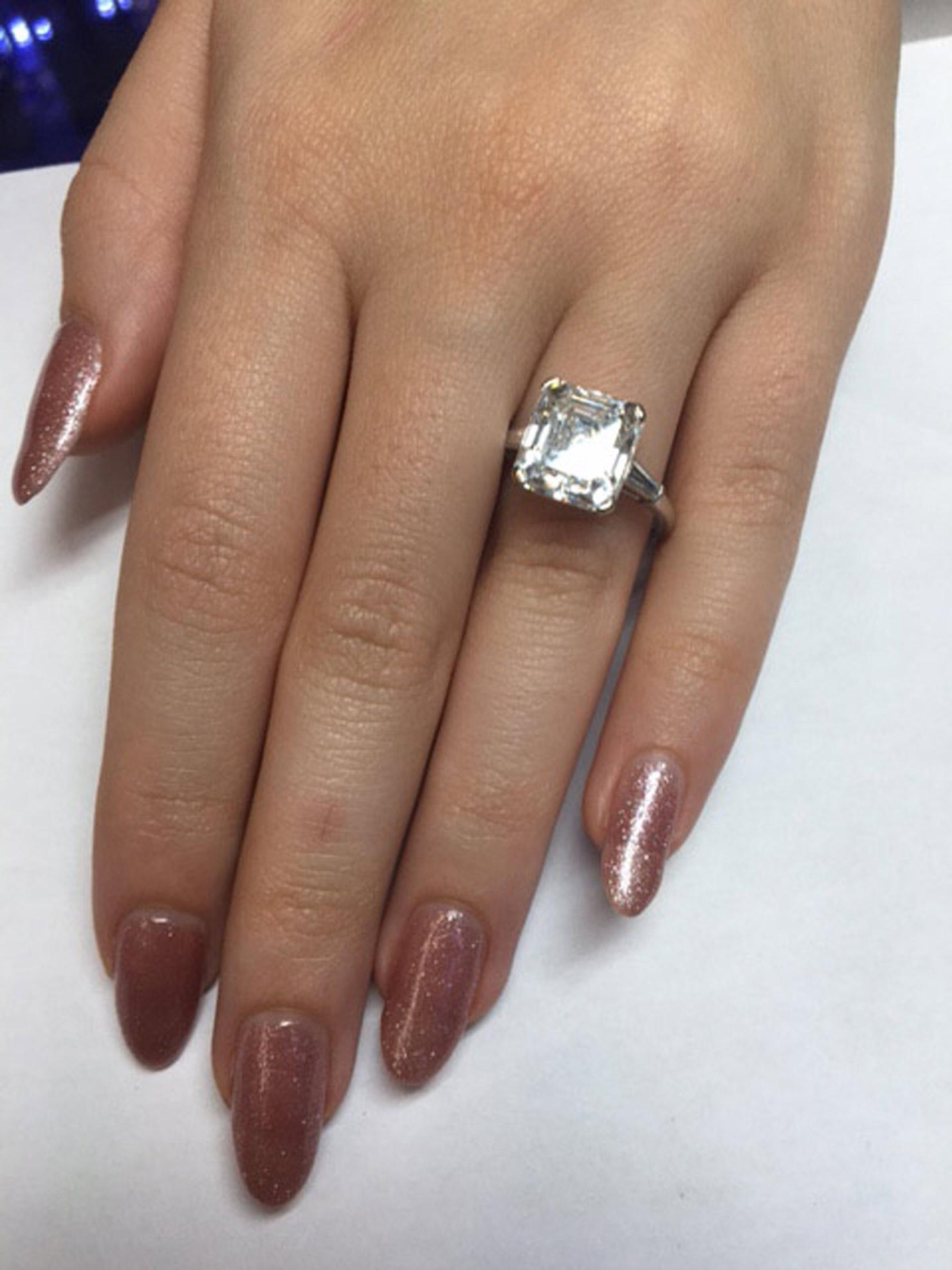 Raymond Yard Art Deco Asscher Cut Diamond Platinum Ring 2
