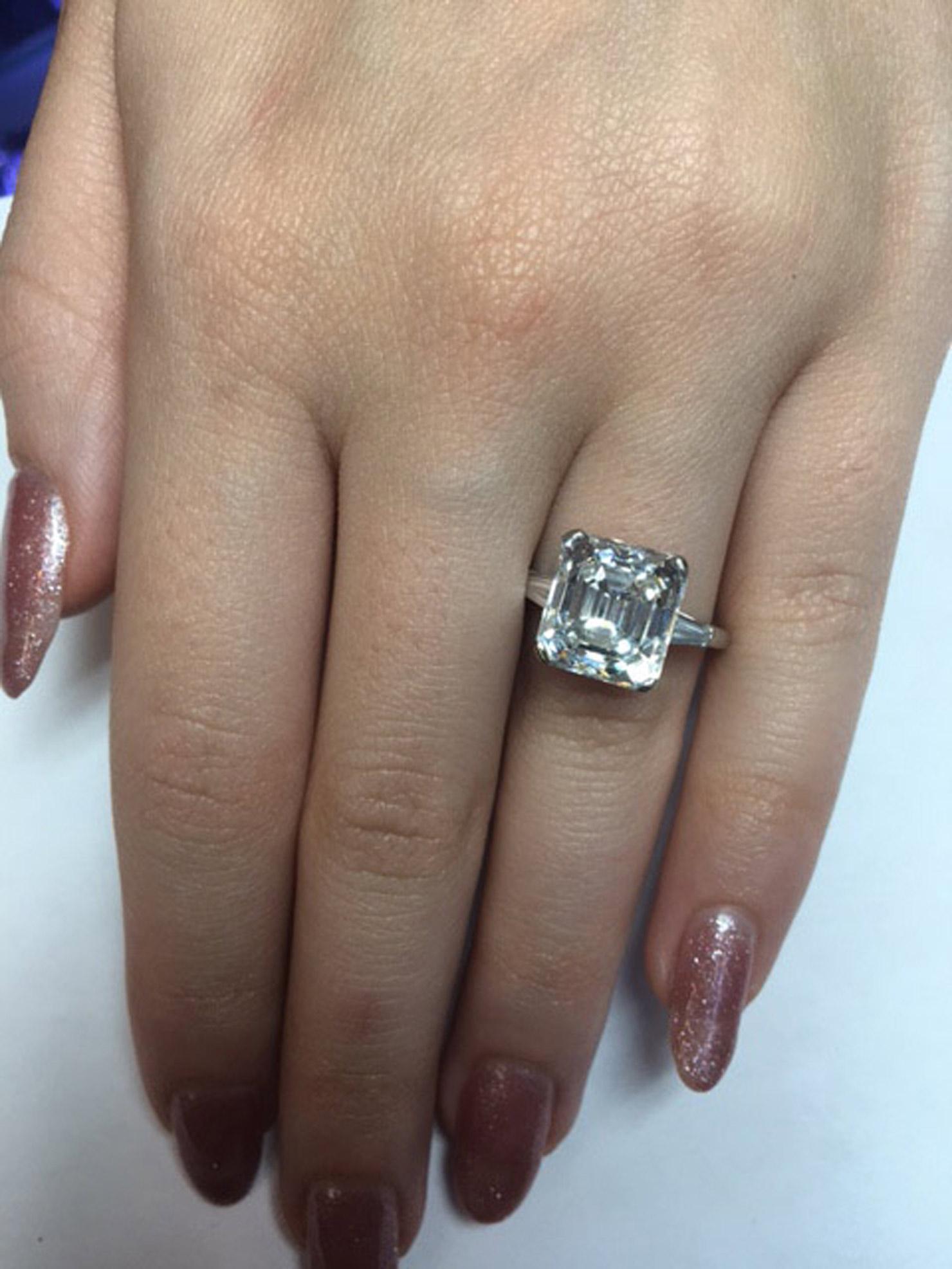 Raymond Yard Art Deco Asscher Cut Diamond Platinum Ring 3