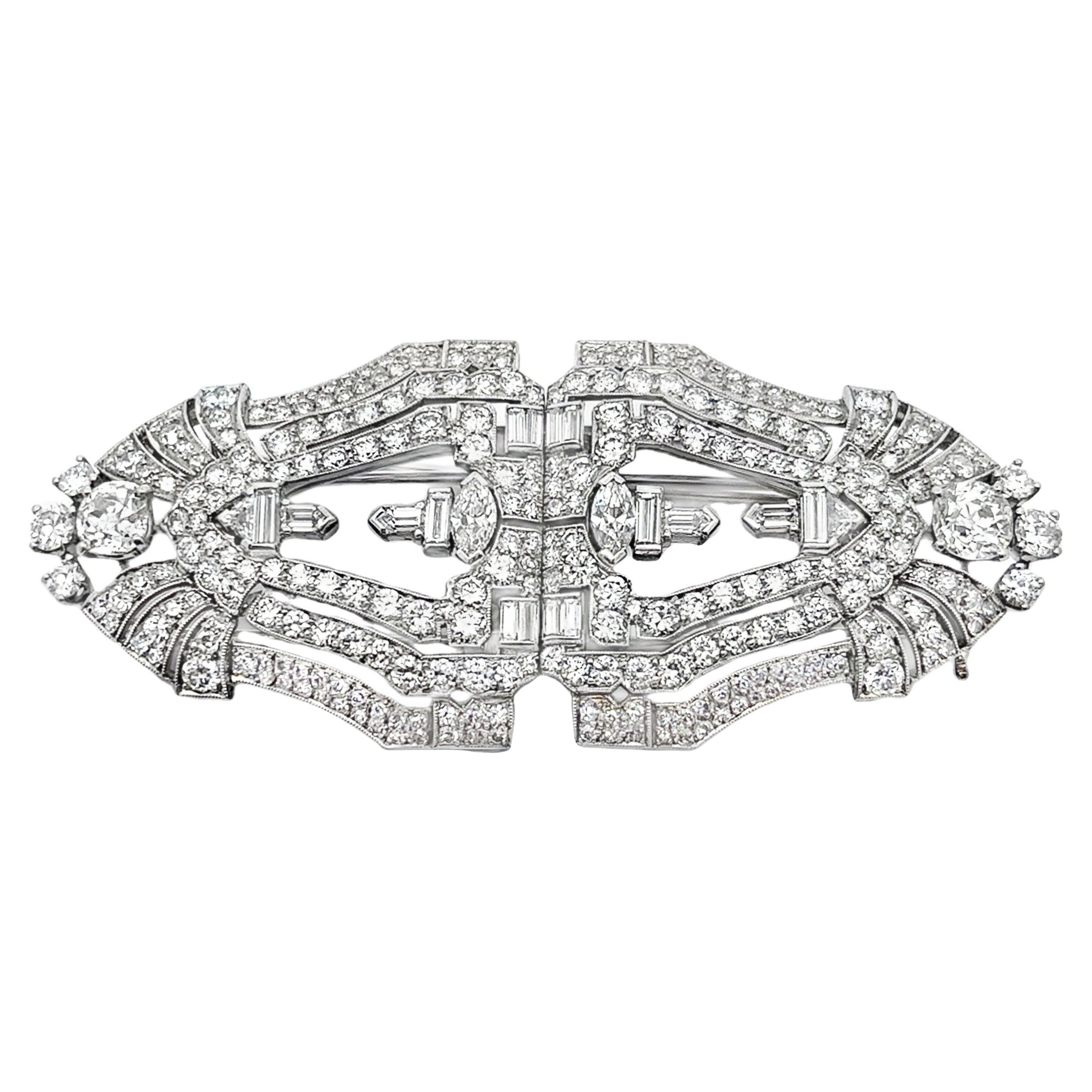 Raymond Yard Art Deco Diamond Double Clip Brooch