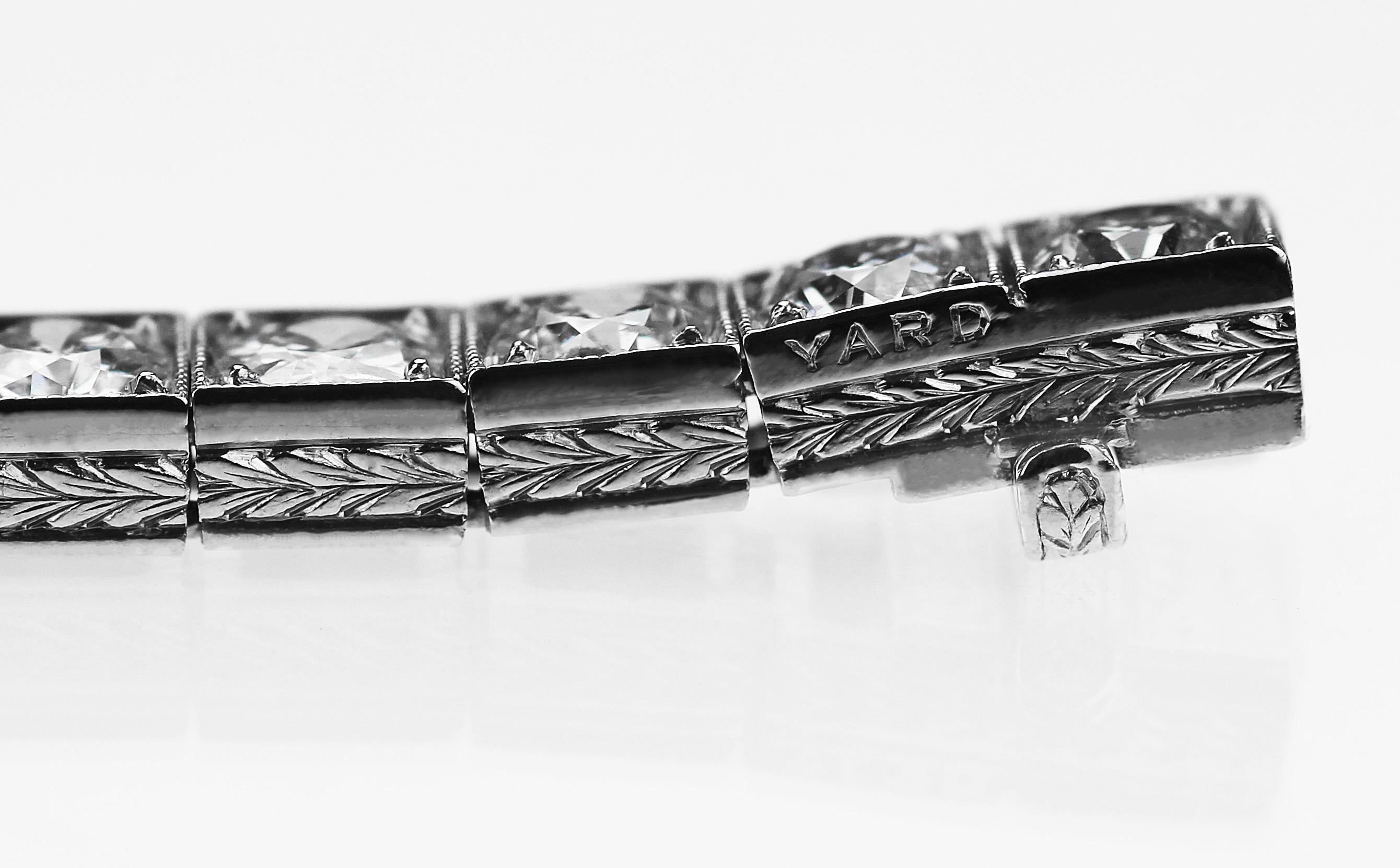 Raymond Yard Art Deco Old European Cut Diamond Tennis Line Bracelet in Platinum 7