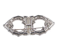 Raymond Yard Art Deco Platinum Diamond Brooch Clip Set