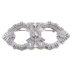 Antique Raymond Yard Art Deco Platinum Diamond Brooch Clip Set