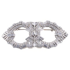 Raymond Yard Art Deco Platinum Diamond Brooch Clip Set