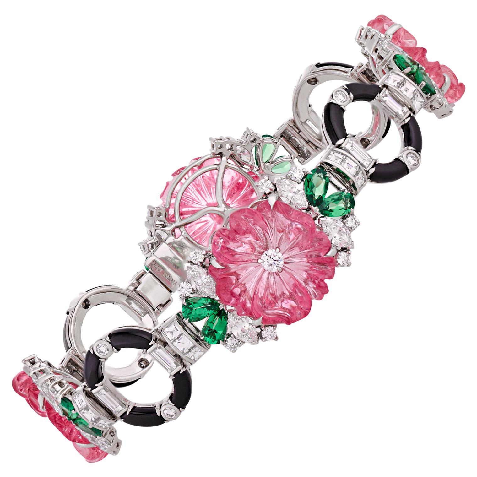 Raymond Yard Carved Pink Tourmaline Bracelet, 21.95 Carats