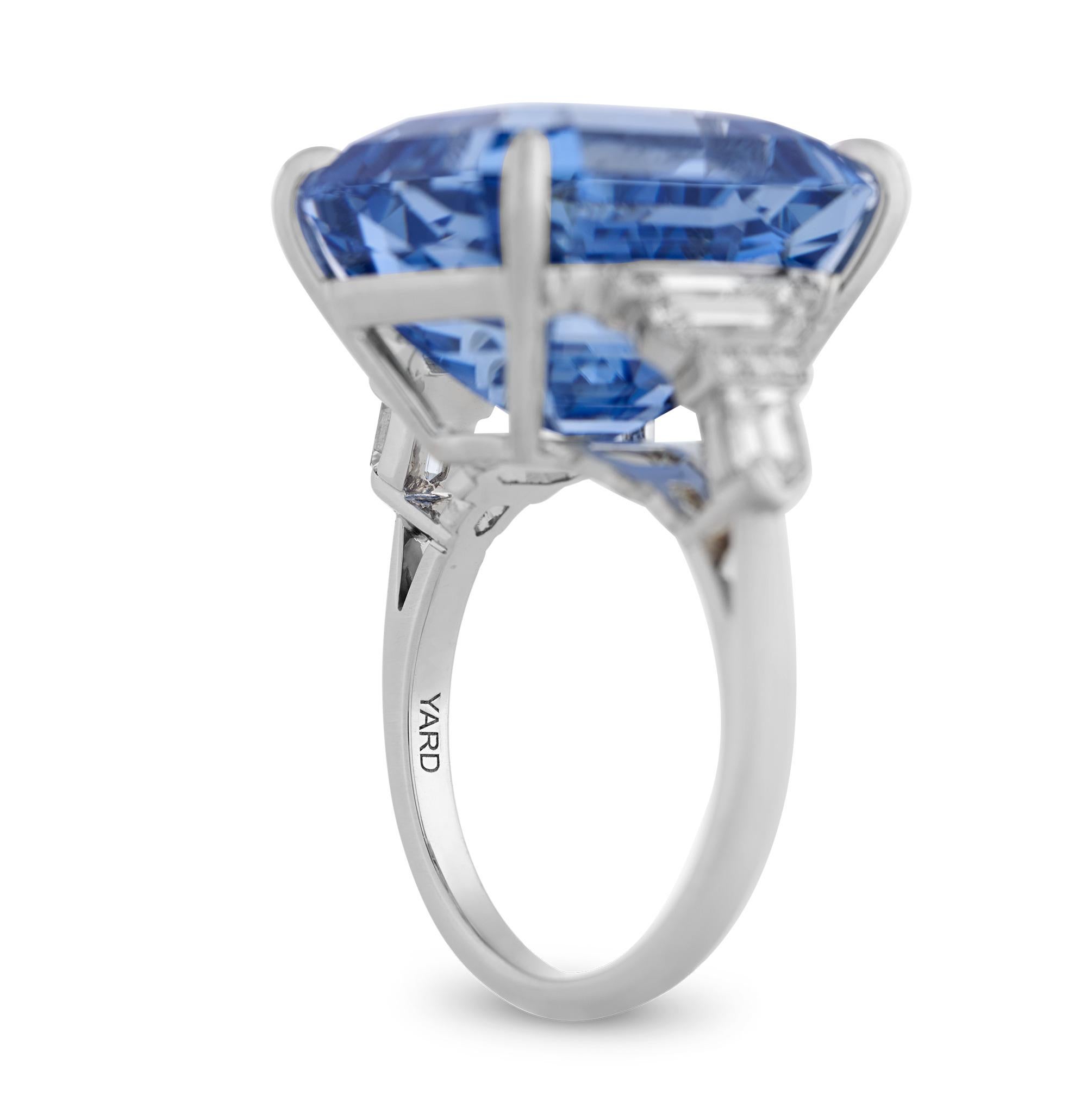 Art Deco Raymond Yard Ceylon Sapphire Ring, 24.90 carats For Sale