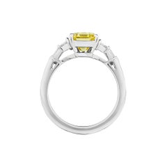 Raymond Yard Design 2.02 Carat Emerald Cut Natural Yellow Diamond Platinum Ring