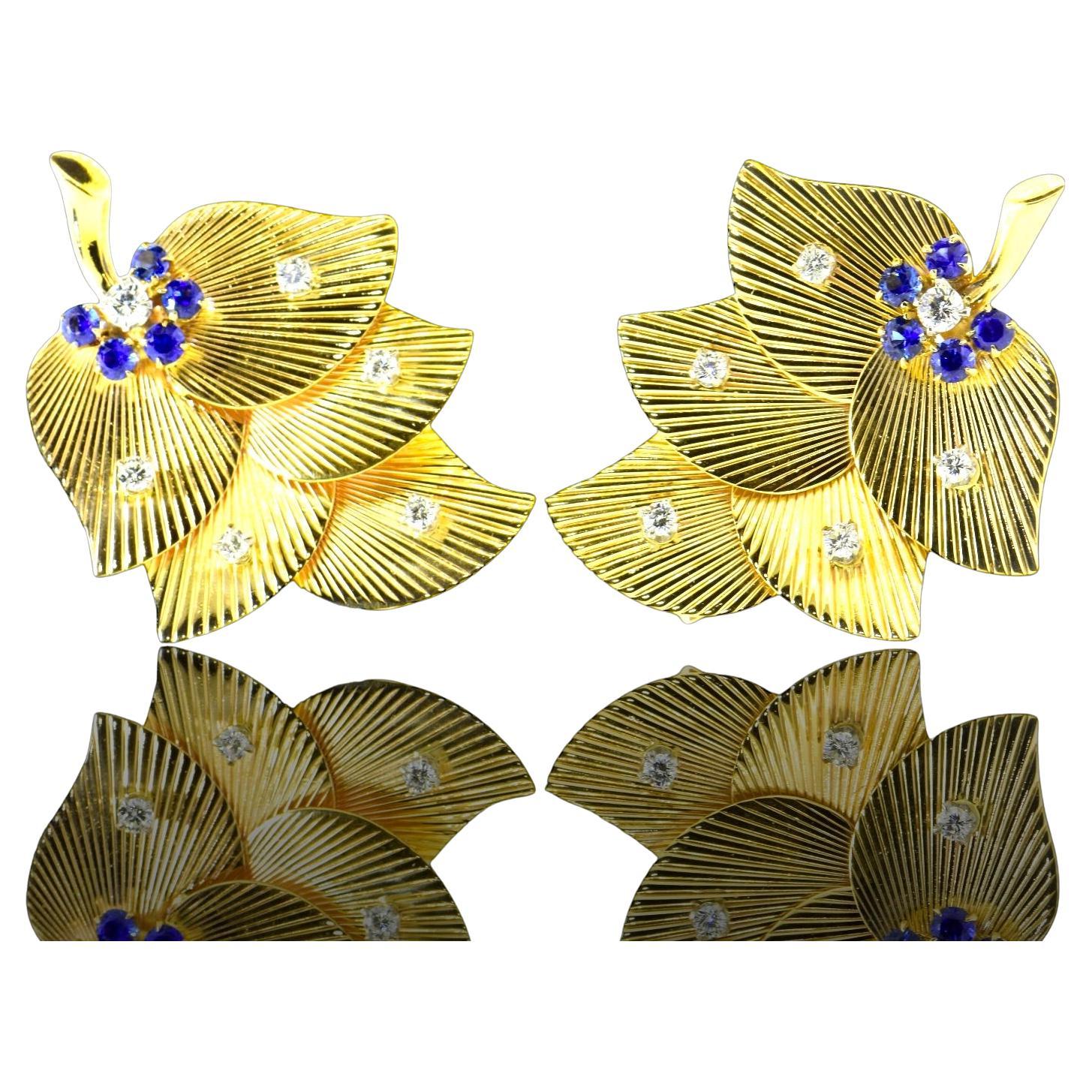 Raymond Yard Diamond and Sapphire Clips, c. 1960s.