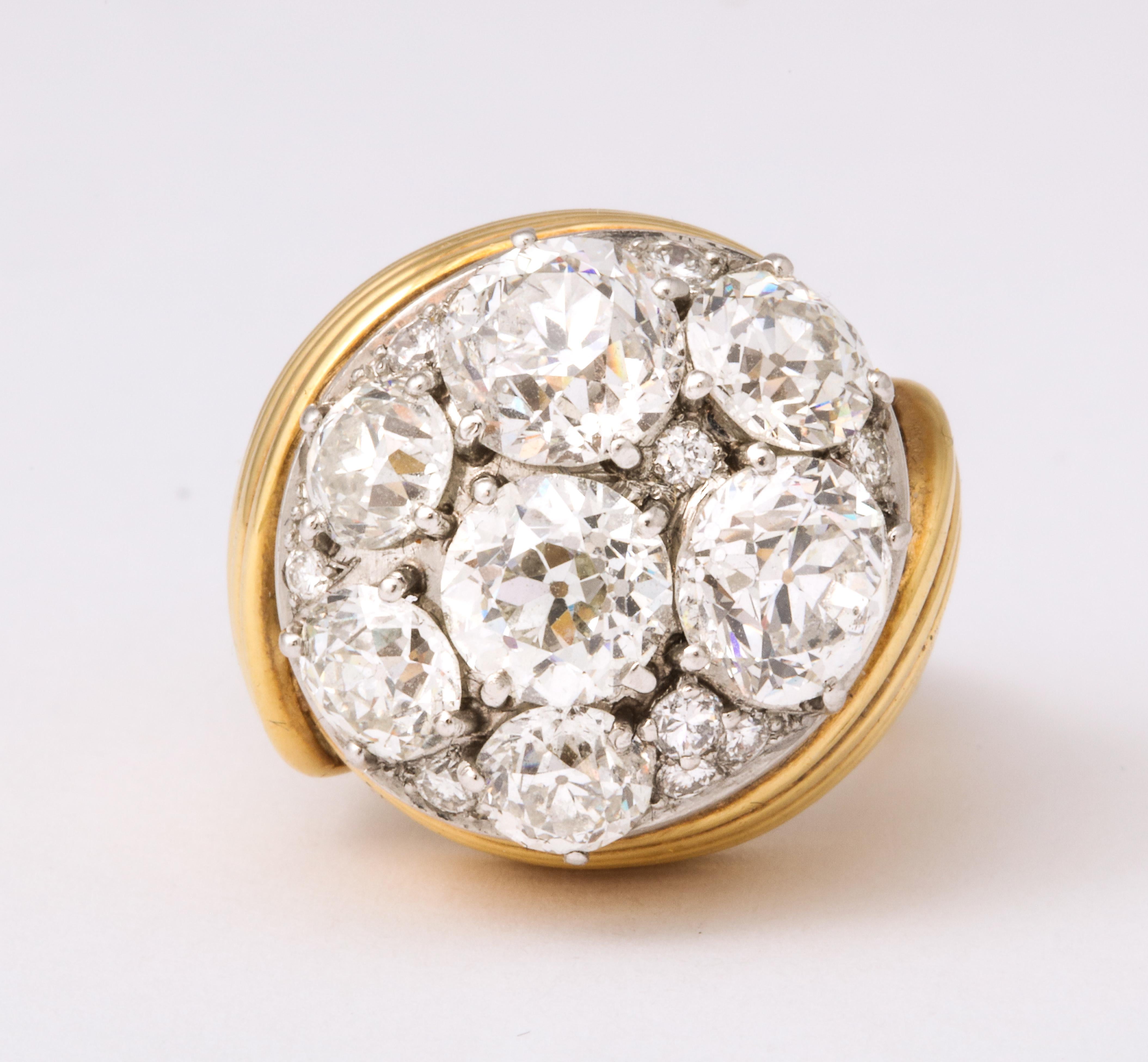 Retro Raymond Yard Diamond Cluster Gold Cocktail Ring