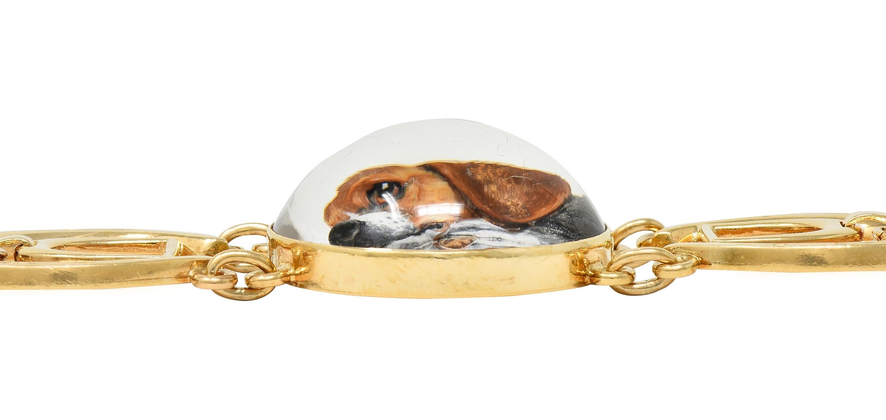 Raymond Yard, bracelet de chasse édouardien ancien en cristal d'Essex et or 14 carats en vente 6