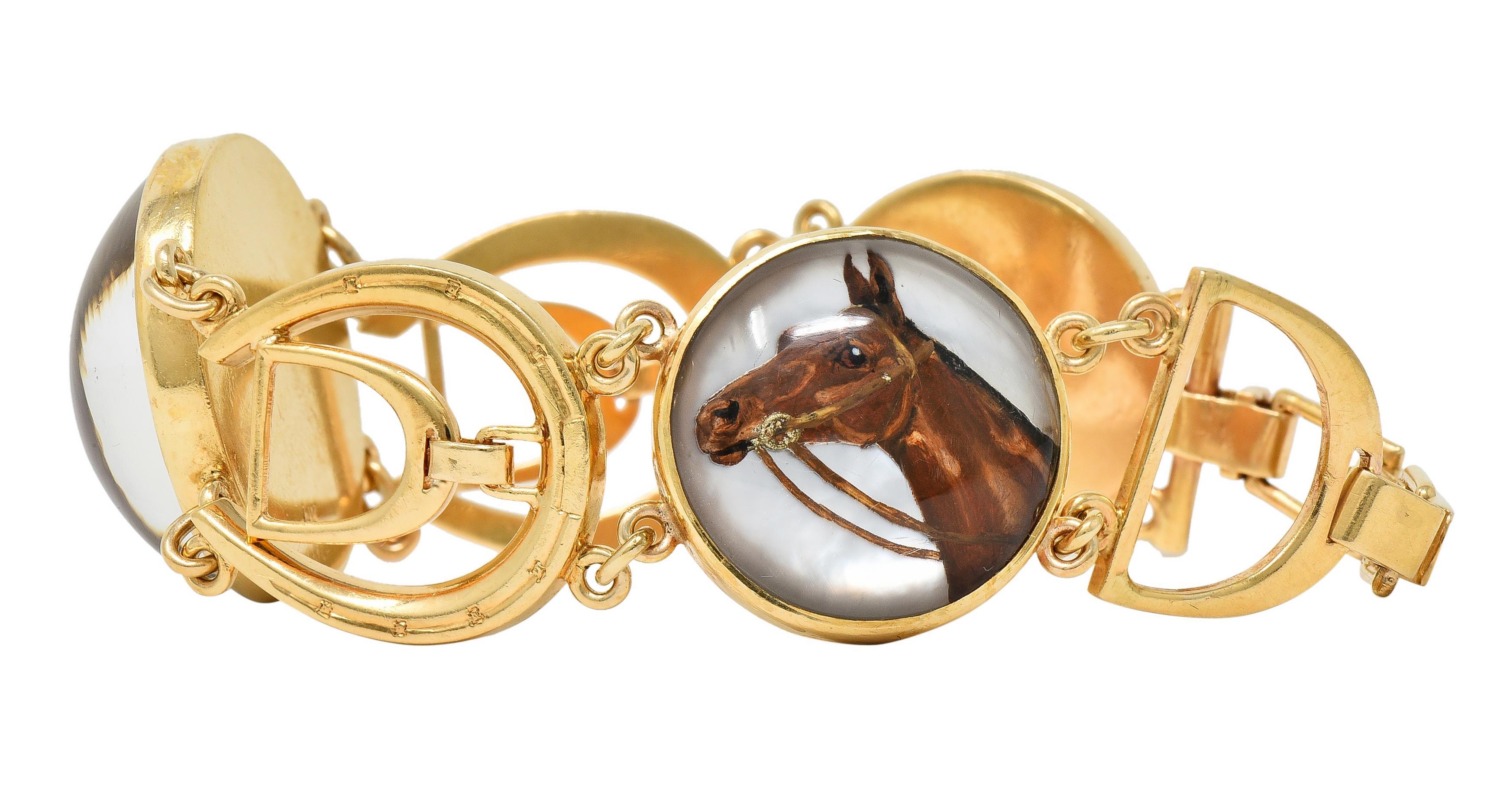 Raymond Yard Edwardian Essex Kristall Antikes 14 Karat Gold Jagdarmband für Damen oder Herren im Angebot