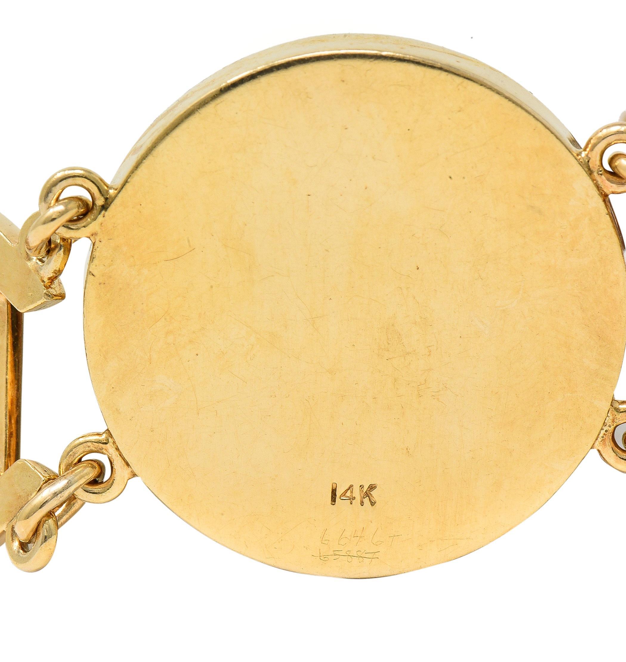 Raymond Yard Edwardian Essex Crystal Antique 14 Karat Gold Hunting Bracelet For Sale 3