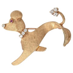 Raymond Yard Gold and Diamond French Poodle Brooch