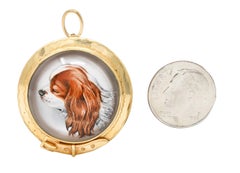 Raymond Yard Tardo Art Deco Madreperla dipinta in cristallo Essex 18 carati giallo