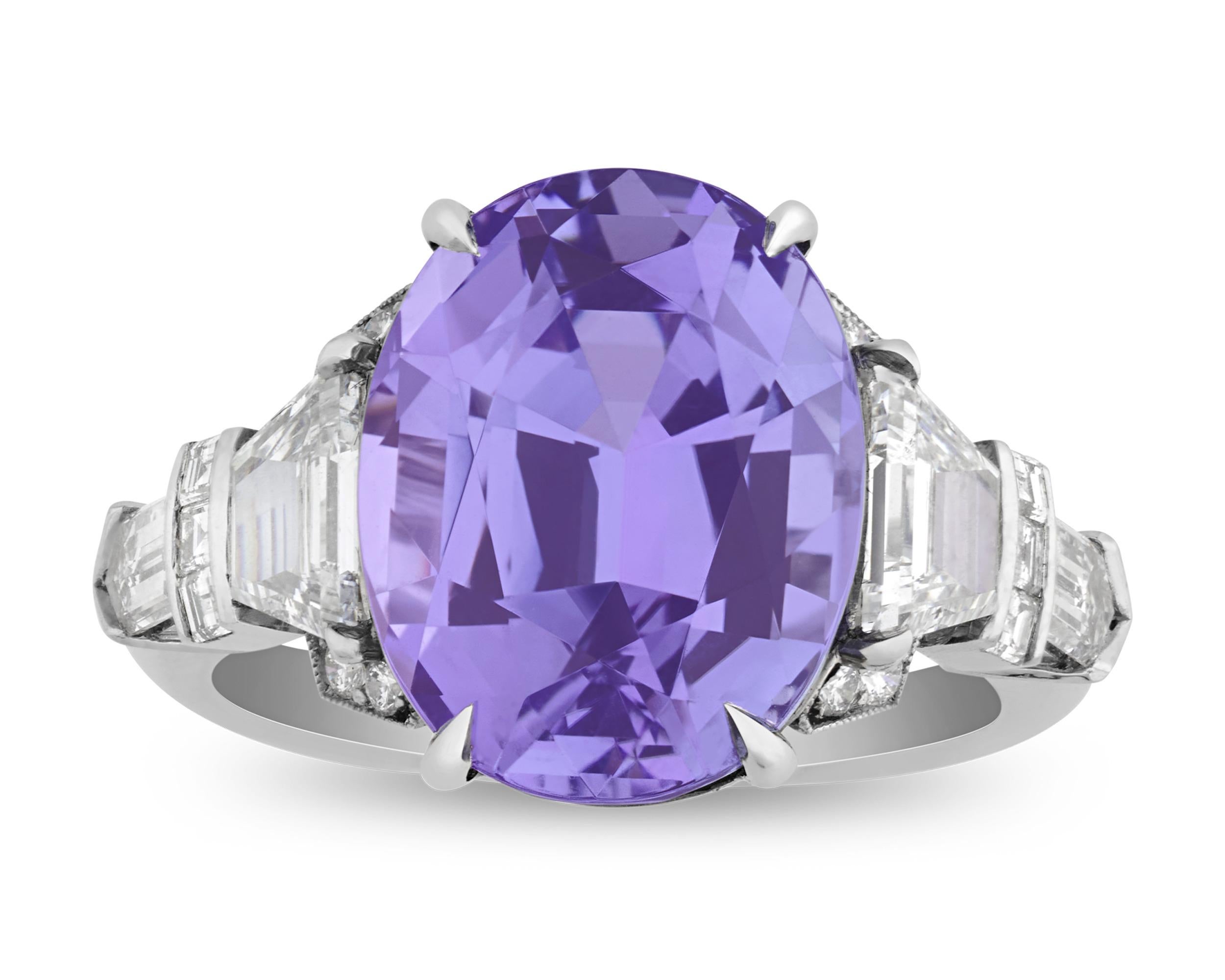 Art Deco Raymond Yard Lavender Tanzanite Ring, 6.97 Carats For Sale