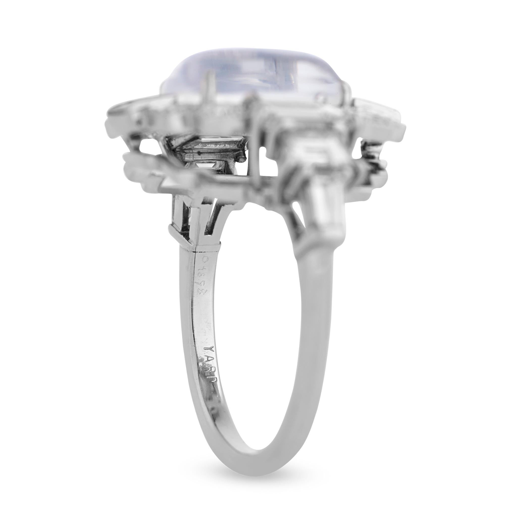 Art Deco Raymond Yard Moonstone Ring, 3.64 carats