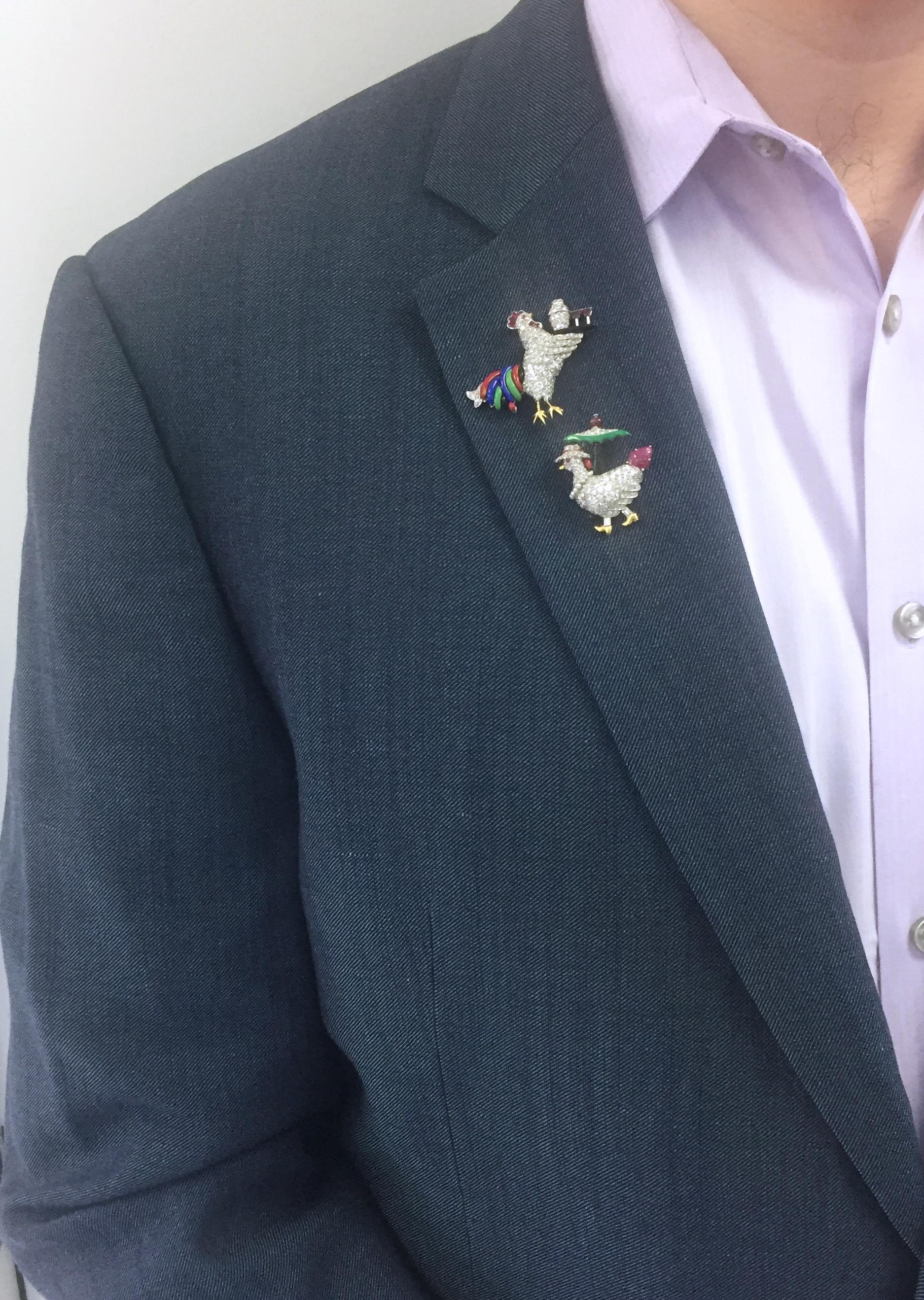 Raymond Yard  Pair of Cocktail Lapel Brooches For Sale 4