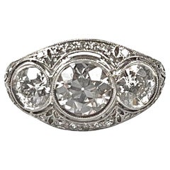 Raymond Yard Bague en platine et diamants européens anciens