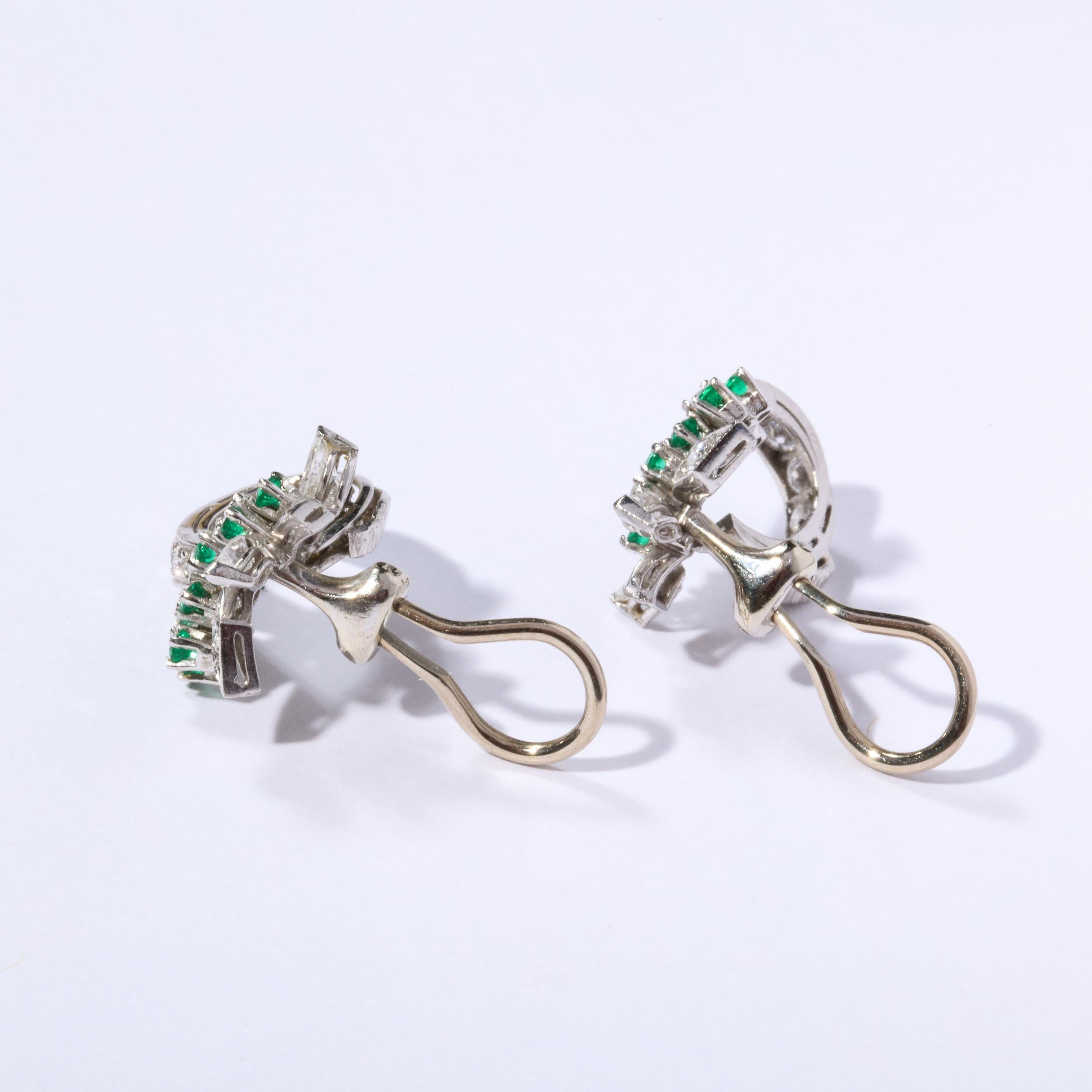 Raymond Yard Platinum, Diamond & Emerald Earrings For Sale 6