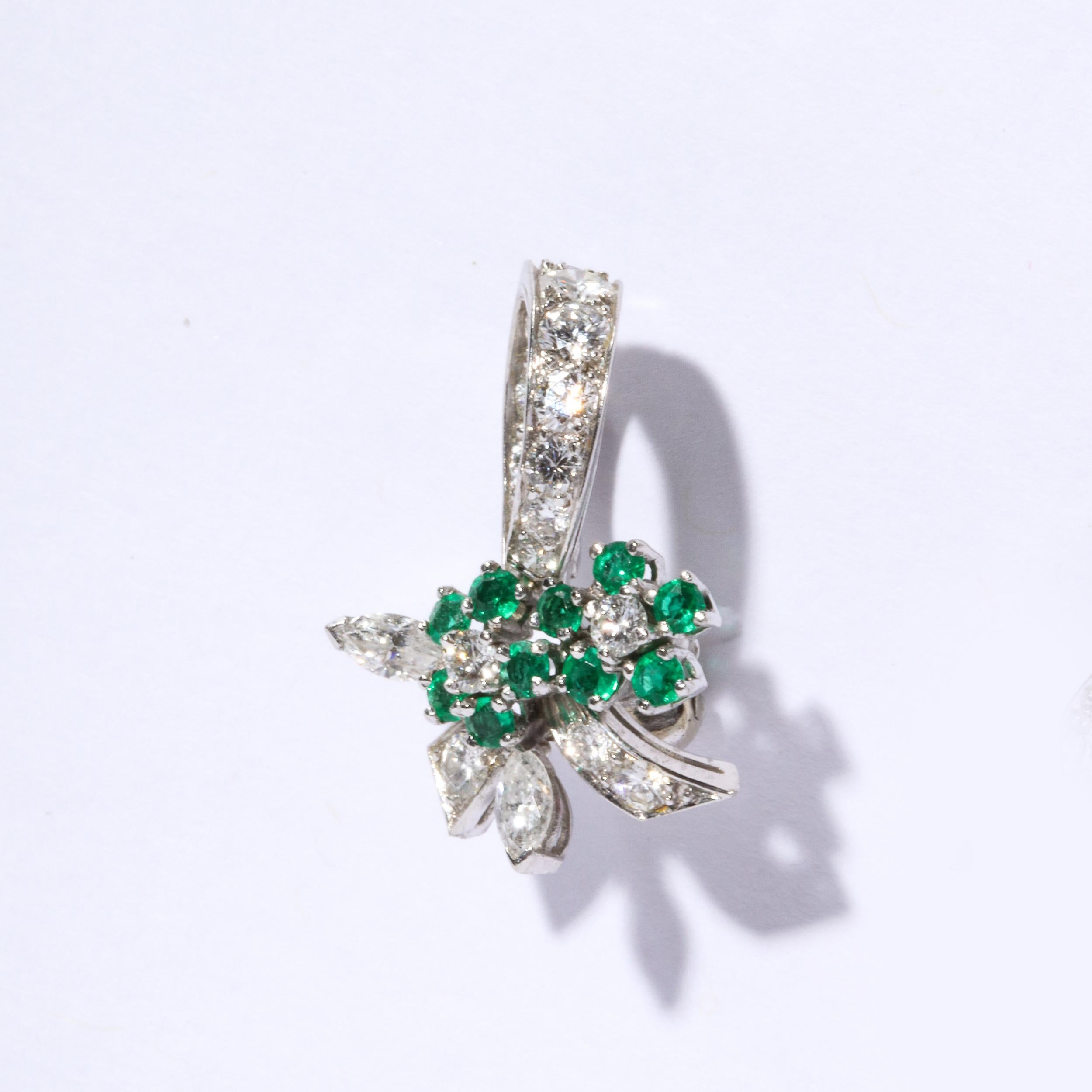 Raymond Yard Platinum, Diamond & Emerald Earrings For Sale 3