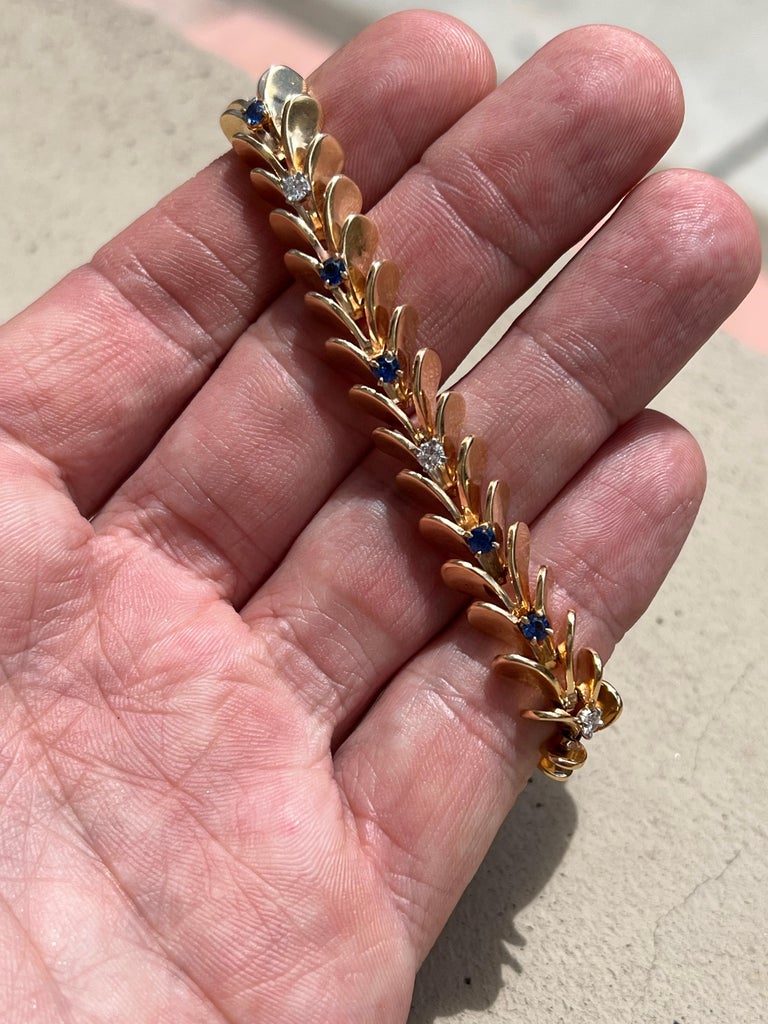 Raymond Yard Retro Diamond and Sapphire Articulated Yellow Gold