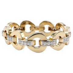 Raymond Yard, bracelet à maillons rétro en or et diamants naturels, milieu du siècle dernier