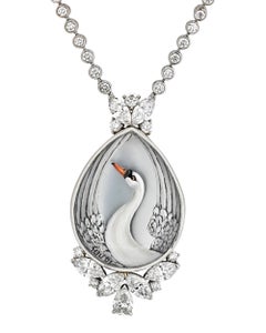 Raymond Yard Reverse Crystal Swan Brooch