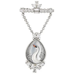 Raymond Yard Reverse Crystal Swan Brooch