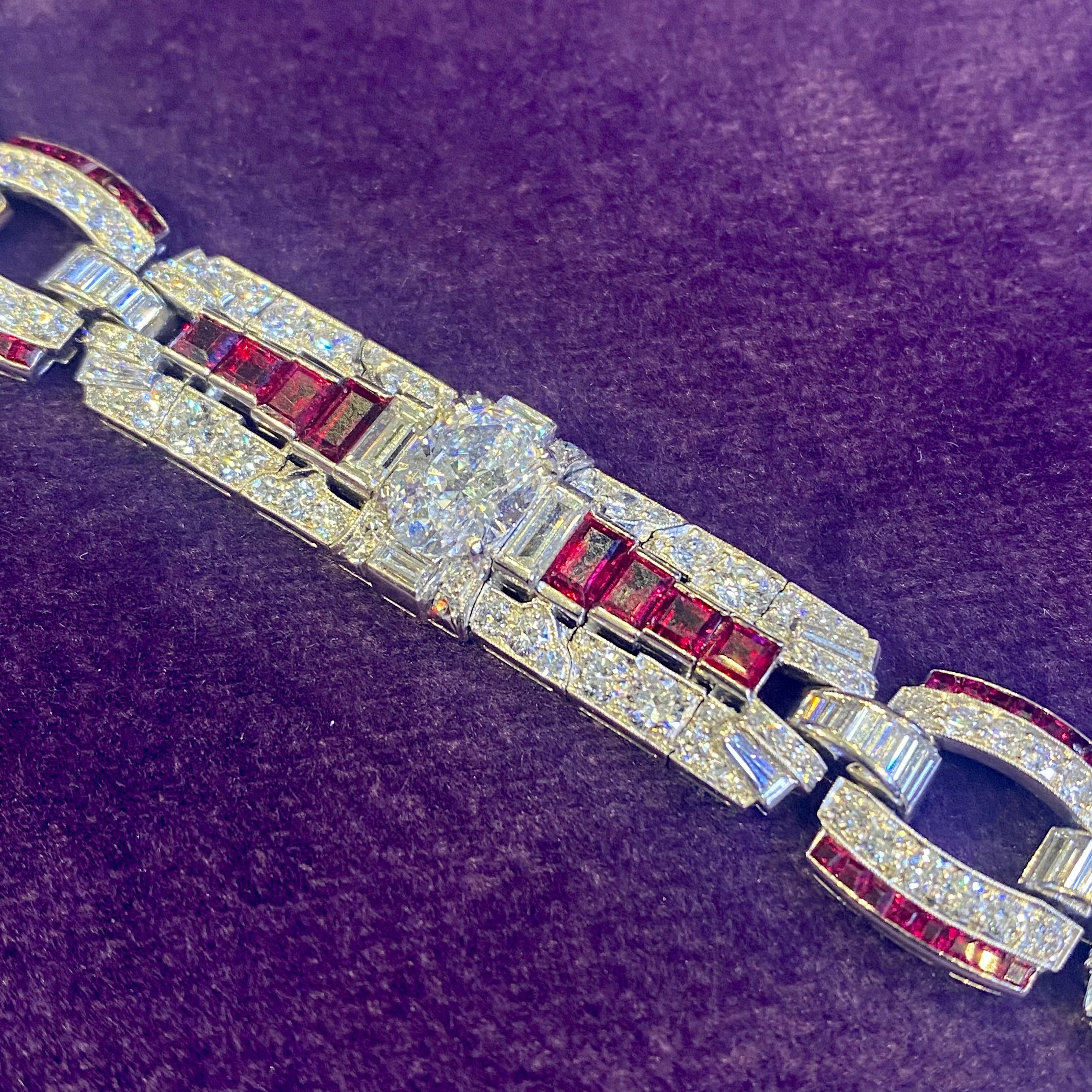 Raymond Yard Art Deco-Armband mit Rubin und Diamanten 4
