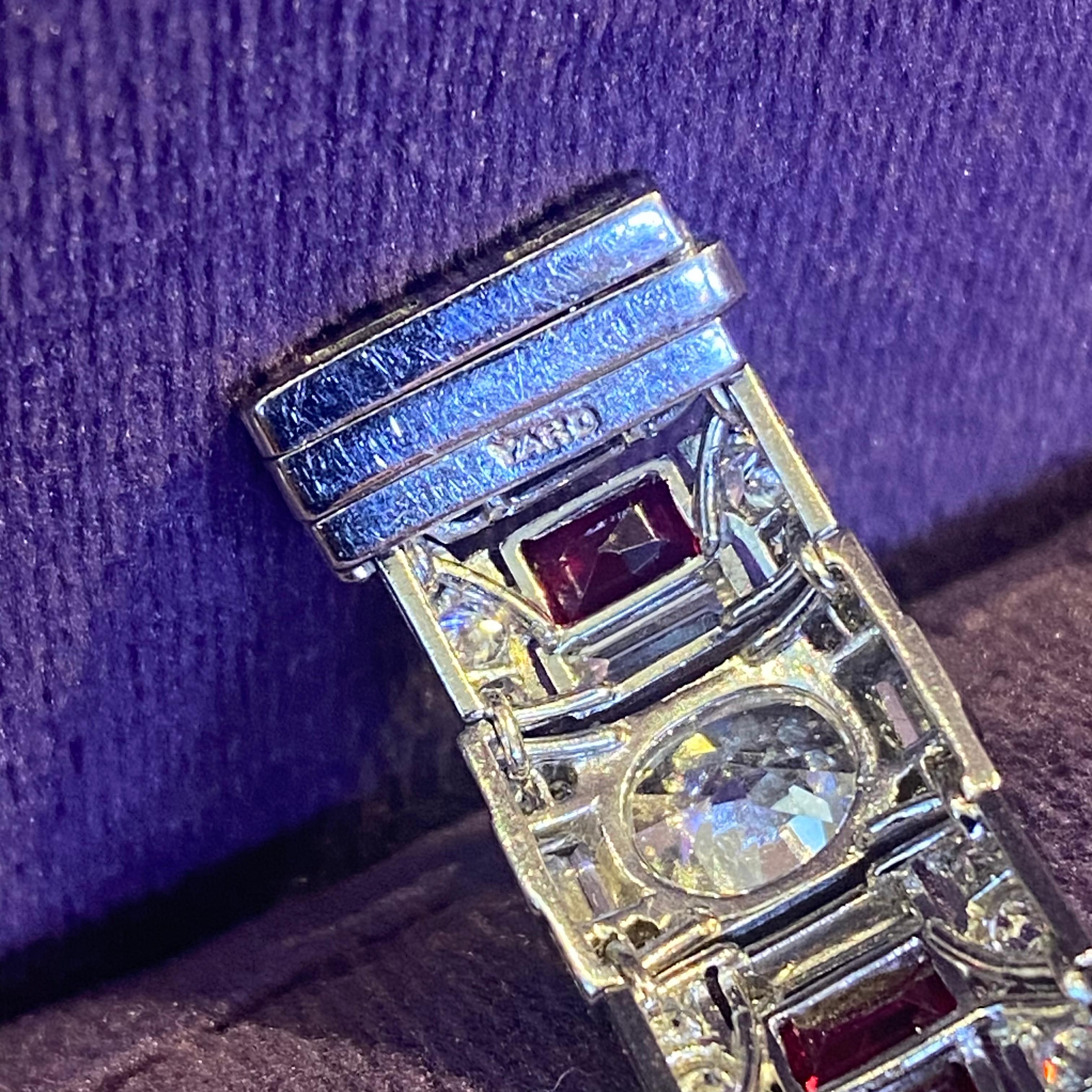 Raymond Yard Art Deco-Armband mit Rubin und Diamanten 7