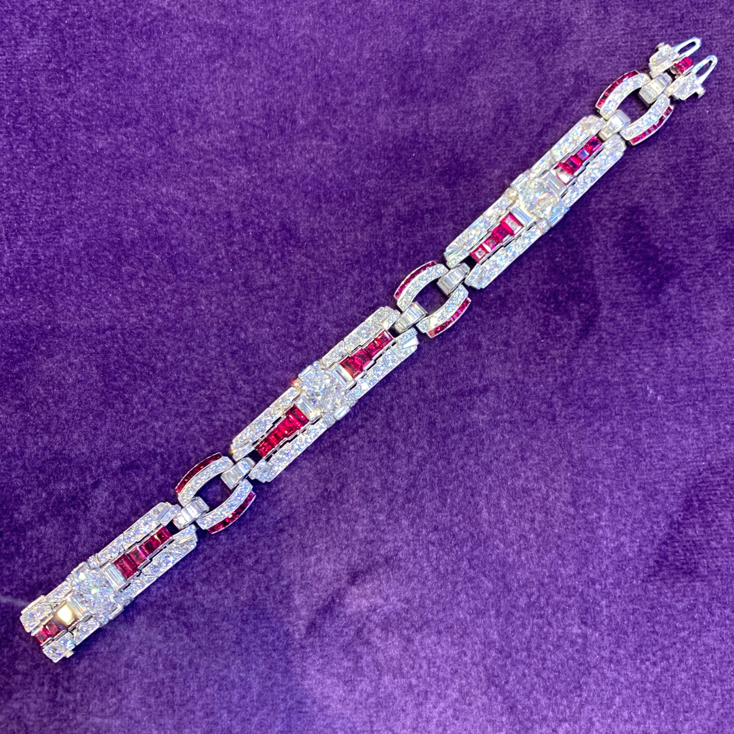 Raymond Yard Art Deco-Armband mit Rubin und Diamanten 3