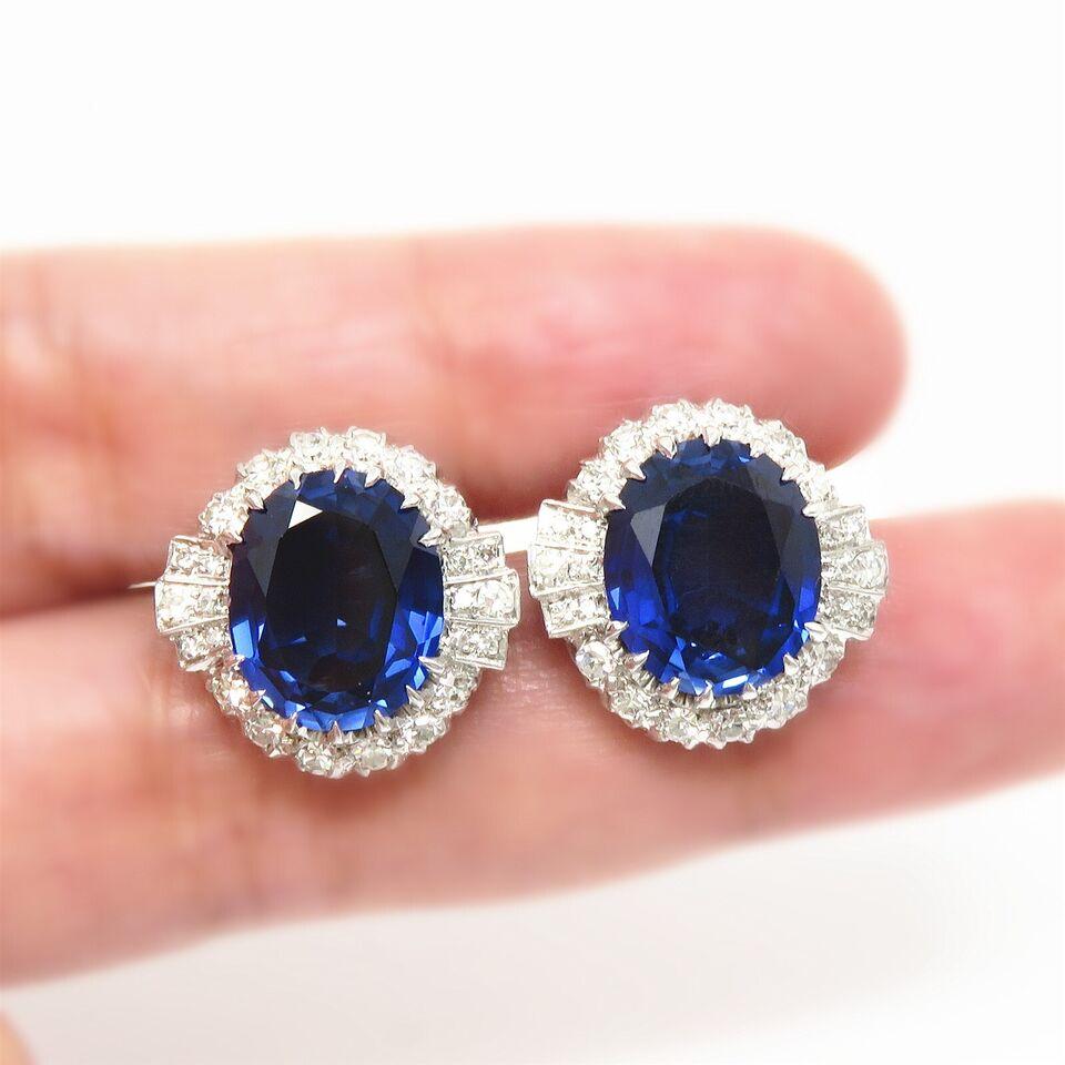 Cabochon Raymond Yard Sapphire Diamond Earrings For Sale