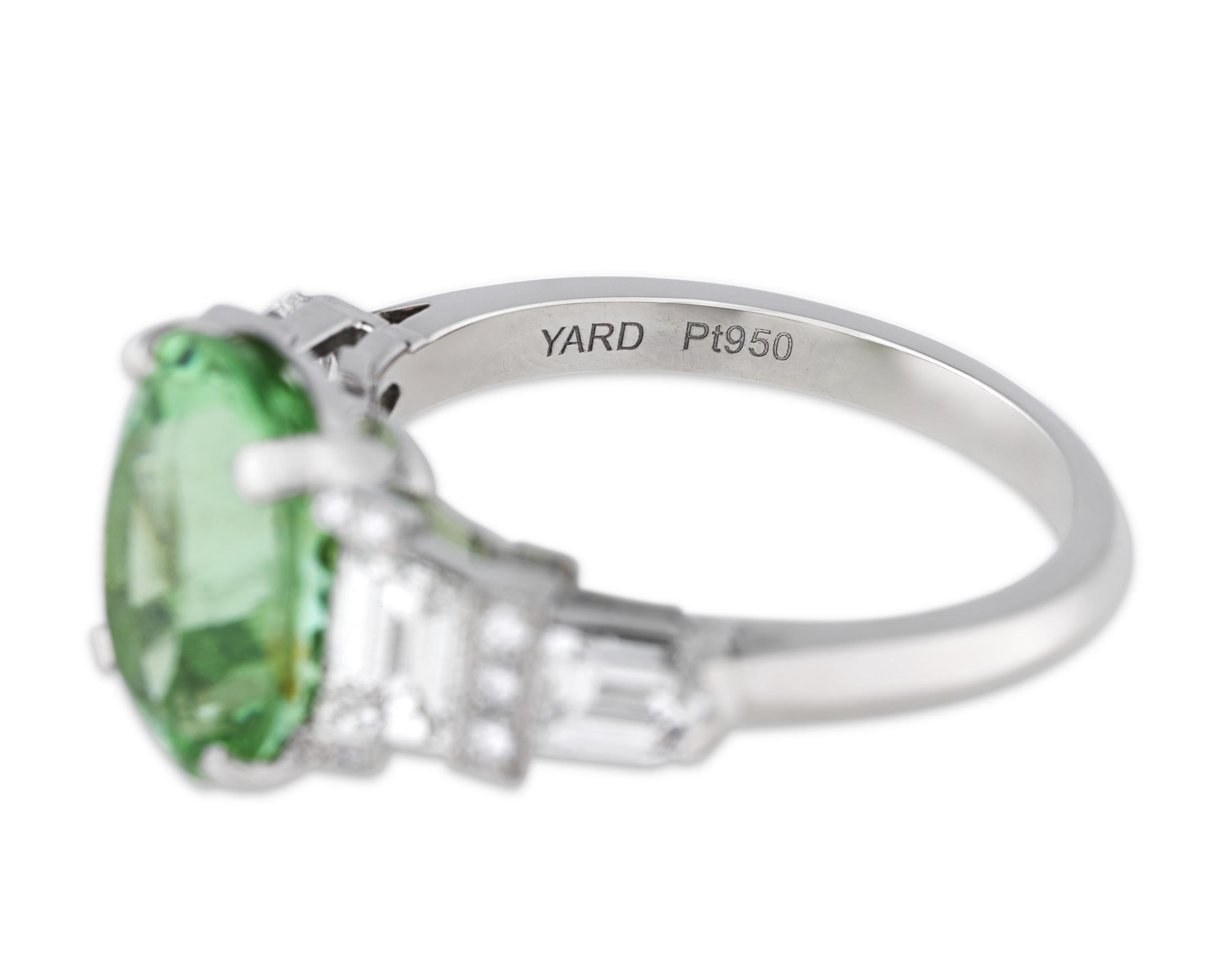 Oval Cut Raymond Yard Unheated Green Paraiba Ring, 3.65 Carats For Sale