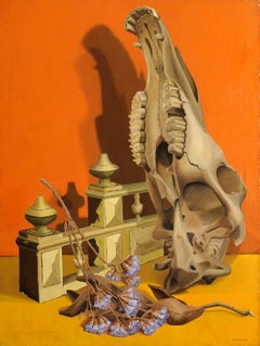 Still life with skull and flowers