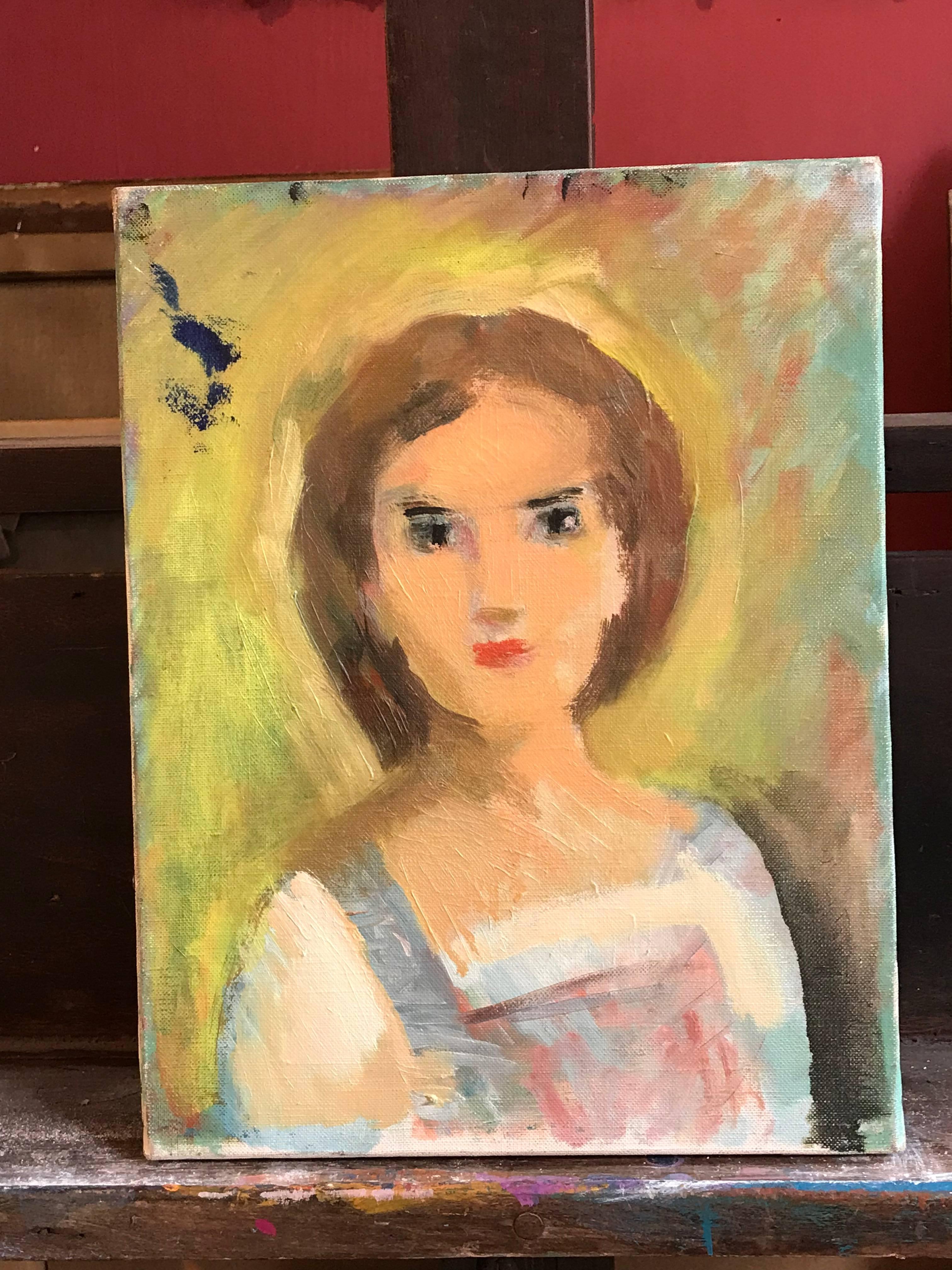 French Fauvist Oil Painting Portrait of Young Girl 1